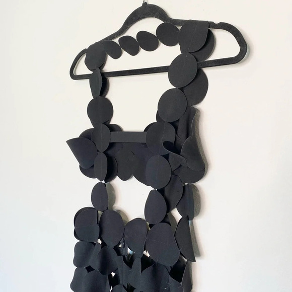 A.W.A.K.E. Mode Crepe Multi Circle Asymmetric Dress Black - Picture 11 of 16